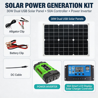 Inversor de 600W y Controlador de 30A con Paneles Solares de 20W, Estación de Energía Portátil para Acampar al Aire Libre, Kit de Generador Solar