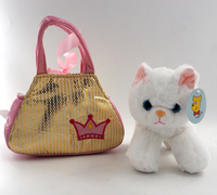 Chine usine OEM ODM coloré Sequin chat sac à main rose Kitty peluche sac à main jouets