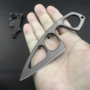 Mini Coltello Dritto da Esterno per Autodifesa, con Moschettone da Alpinismo, Strumento Portatile Multifunzione EDC, Lama Liscia per Campeggio - Product Image 4