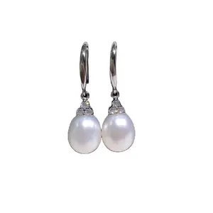 Classic Elegant Water Drop Pearl Earrings For Women 925 Silver Pearl Dangle Earrings