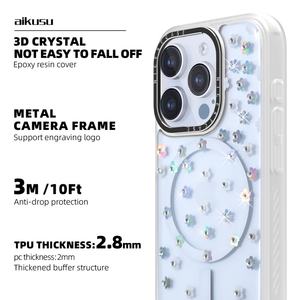 Coques de téléphone personnalisées avec strass, charge sans fil, étuis de téléphone en TPU transparent pour iPhone 16 15 14 13 Pro Max - Product Image 2
