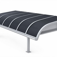 Toldo Manual de Aluminio para Jardín o Patio, Diseño Cantilever sin Postes en el Suelo, Techo Arqueado, Estilo Moderno, PVC para la Entrada Principal