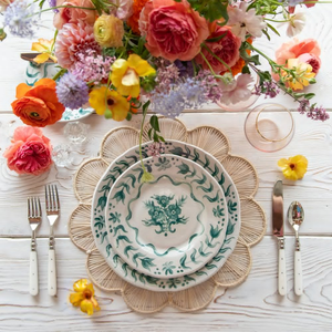Customization Bone China Underplates <b>Green</b> Flower Dinnerware Set <b>Microwave</b> Available Wedding Ceramic Decor Charger Plate - Product Image 4