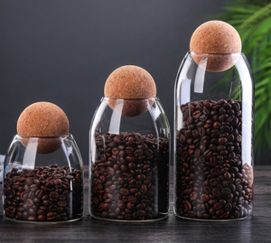 High Quality Moisture Proof Sealed with Ball Cork Stopper Glass Food Storage & Container