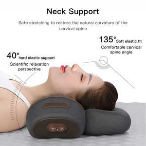 Oreiller cervical en mousse à mémoire de forme chauffant, fonction de vibration, fonction musicale, alimentation USB, taille personnalisable pour le massage du cou - Product Image 3