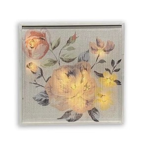 Décoration murale artistique moderne en laine à motifs <span class=keywords><strong>aquarelle</strong></span>, transfert thermique, <span class=keywords><strong>fleurs</strong></span>, cadre lumineux LED, sur mesure pour la maison - Product Image 1
