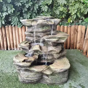 4-stufiger Polyresin-Stein-Wasserbrunnen Kaskadenwasserstrom-Wasserbrunnen für Garten