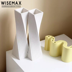 MUEBLES WISEMAX Decoración del hogar de <span class=keywords><strong>estilo</strong></span> contemporáneo Línea de impresión 3D Arte Oficina Adornos Florero de cerámica para hotel de apartamentos - Product Image 5