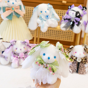 Portachiavi con Coniglio Lolita Gotico in Peluche, Ciondolo a Forma di Coniglio Diavoletto in Pizzo, Charm Anime per Borsa, Decorazione per Zaino Cosplay, Giocattolo di Peluche OEM - Product Image 2