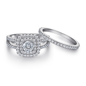 Fashion 925 Sterling <b>Silver</b> CZ Halo Jewelry <b>Set</b>, Classic Round Cut Zirconia Necklace Earrings <b>Ring</b> <b>Set</b> for Women Daily Wear - Product Image 3