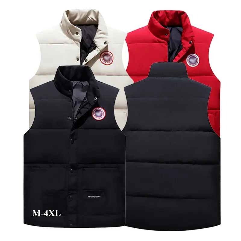 Sleeveless jacket Men's Vest Winter White Duck Thick Coat Bubble Down Cold Protection Top with Zipper Vest Down Jacket