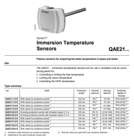 Capteur de température à immersion SIEMENS QAE2121.010 LG-Ni1000 pour conduite d'eau, IP42, CVC, école/hôpital