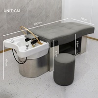 Mobilier de salon professionnel Station de spa avec tête Équipement de spa Table de massage Bassin à shampoing en céramique Lit de lavage des cheveux