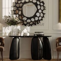 Tables consoles modernes en travertin, dessus en marbre, entrée antique, table d'appoint pour couloir, table console en marbre haute, moderne