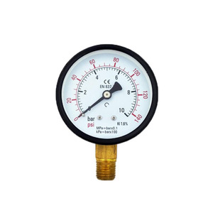 60 मिमी सस्ता सामान्य दबाव गेज डुअल स्केल 10बार 140psi एयर प्रेशर सेंसर ब्लैक आयरन केस प्रेशर गेज - Product Image 2