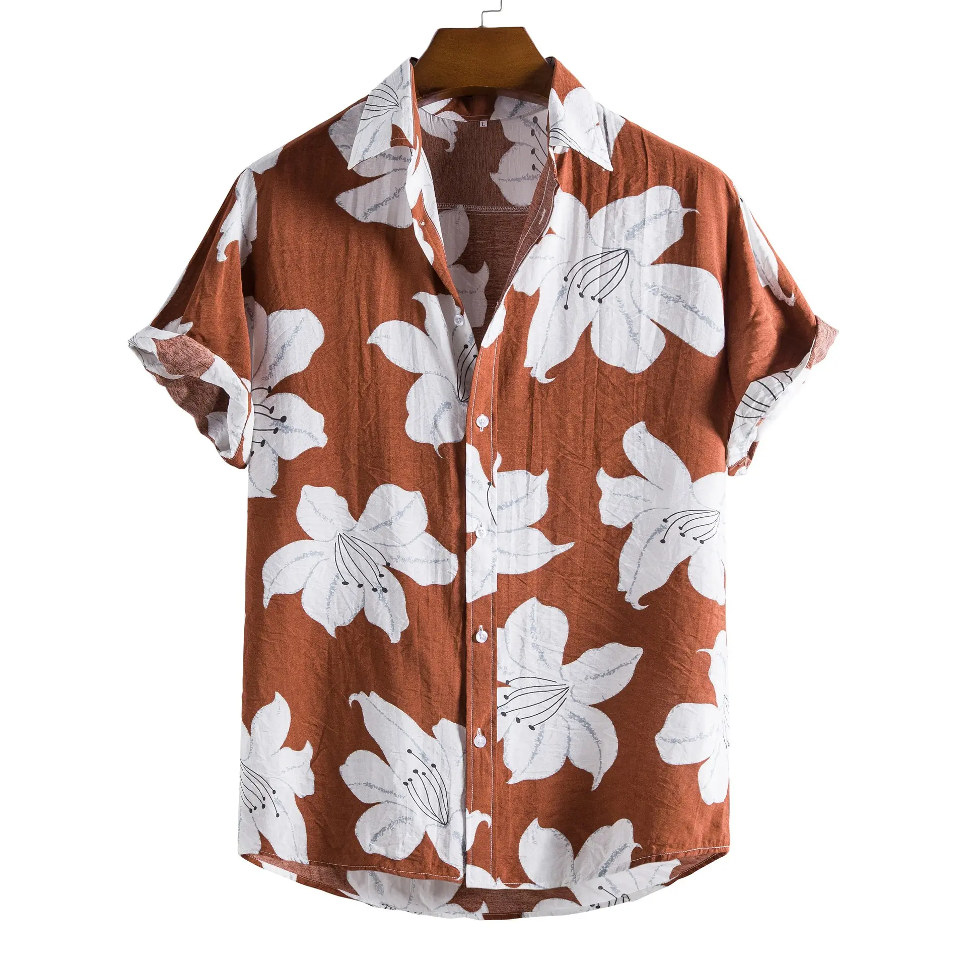 Camisas de pesca de playa para hombre, camisa hawaiana de manga corta con estampado de lino personalizado para vacaciones de verano