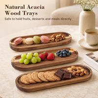 Serveerschaal van natuurlijk acaciahout voor kaas, vlees, snacks, fruit, multifunctionele partyplank, houten doos voor gedroogd fruit