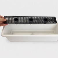 Jardinera Rectangular Blanca con Bandeja de Drenaje, Jardinera de Plástico para Ventana, para Vegetales, Flores, Hierbas, Balcón, Jardín, Parapeto