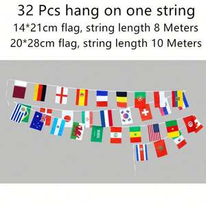 Banderín de Papel con Cuerda de Poliéster Ecológico de Doble Capa, Venta al Por Mayor del Fabricante, Color Personalizado, Nuevo Diseño, 32 Banderas de Países - Product Image 4