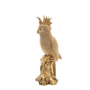 Sculpture en résine de perroquet cacatoua doré, texture perlée, figurine d'oiseau de luxe, décoration intérieure, salon, bureau, étagère, cadeau d'art en gros - Product Image 1