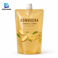 Pochettes souples personnalisées imprimées pour boissons : jus de gingembre, jus d'ananas, jus de mangue, yaourt liquide, vanille – Emballage stand-up avec bec verseur