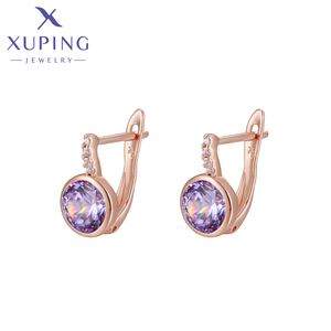 A00604968 xuping takı moda zarif günlük lüks sabit hediye toptan mor taş gül altın renk küpe - Product Image 1