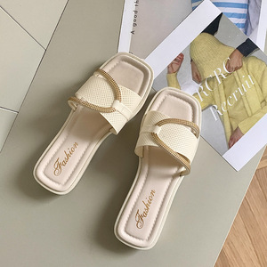 Sandalias planas de verano para mujer, estilo literario, de suela alta antideslizante, a la moda, de una tira, para baño y exteriores, tipo chancla - Product Image 2