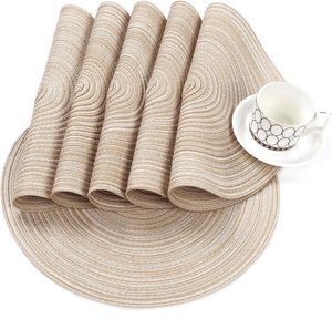 เสื่อรองจานกลมทำด้วยมือเสื่อหญ้าทะเลถักสำหรับโต๊ะอาหาร - Product Image 1