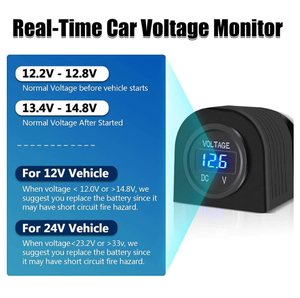 LED-Anzeige des Autos pannungs messers mit Zelt typ Rund paneel DC 12V 24V Wasserdichtes Voltmeter-Messgerät Digitales Spannungs prüfgerät - Product Image 4