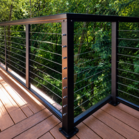 Kit de garde-corps extérieur pour terrasse, câble horizontal en acier inoxydable 304, poteau en aluminium noir