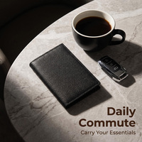 Portefeuilles Bifold pour Hommes en Cuir Végétalien PU Epsom Gaufré de Luxe, Accessoires de Voyage et Porte-cartes Professionnels