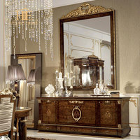 Fauteuil de salle à manger antique européen français en bois massif avec revêtement en velours pour la maison, l'appartement et les banquets d'hôtel