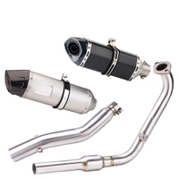 Kit completo de sistema de escape de motocicleta modificado con silenciador de calle de acero inoxidable de doble capa y tubo redondo de 51 mm de diámetro