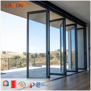Puertas Plegables Corredizas <span class=keywords><strong>de</strong></span> Aluminio Negro Modernas <span class=keywords><strong>para</strong></span> Patio, Balcón, Casa, Hotel, Villa, Personalizadas, en Venta - Product Image 1