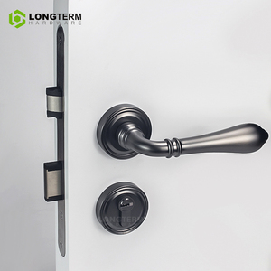 Modern European Classic Lever Handle Set Zinc Alloy Wooden Doors Pull Matte Black Brass Interior Door <span class=keywords><strong>Lock</strong></span> Handle para House - Product Image 4