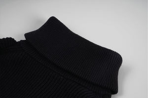 Maglione a collo alto lavorato a maglia con mezza Zip personalizzato/ODM manica lunga da <span class=keywords><strong>donna</strong></span> <span class=keywords><strong>nero</strong></span> a righe bianche per la parte anteriore Casual - Product Image 6