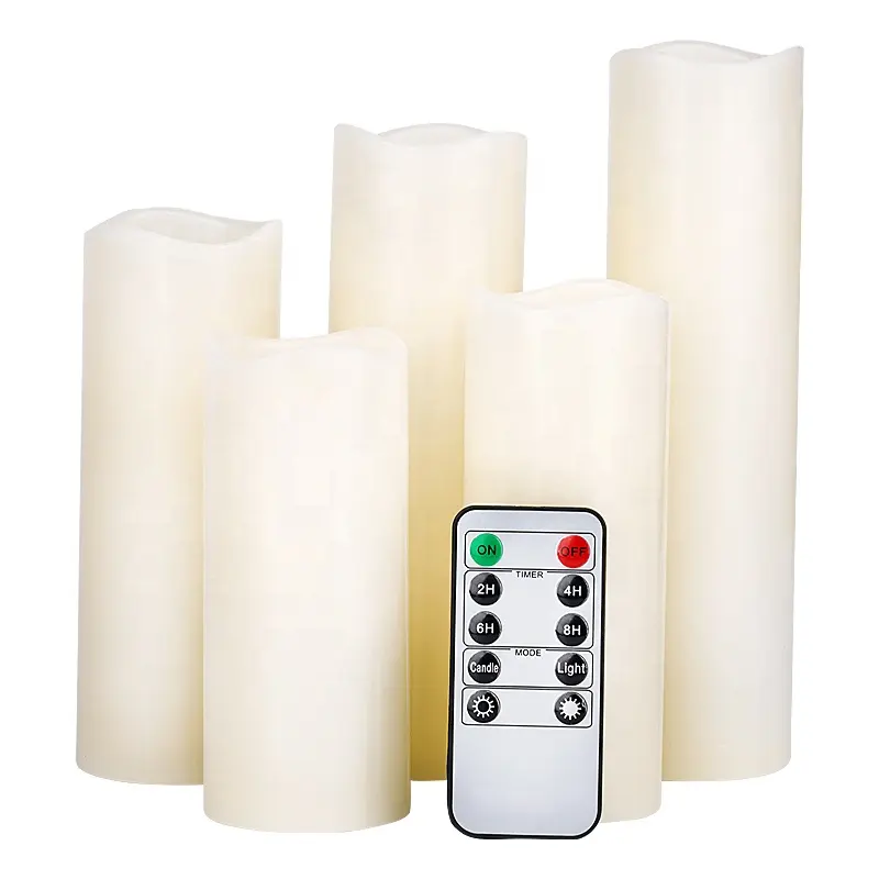 Flickering Frame Electric Candle Products Small LED Light Pillar Wax Candle Set Remote Control Real Wax LED Candle