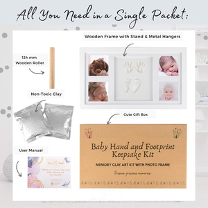 Kit de souvenir empreintes de mains et de pieds de bébé à 4 emplacements, argile à modeler non toxique, impression UV artistique, <span class=keywords><strong>cadre</strong></span> photo en bois personnalisable et tendance - Product Image 2