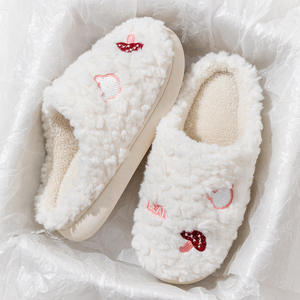 Chaussons en peluche brodés de haute qualité, mignons et confortables, en coton doux, pour hommes et femmes, motif dessin animé tendance, parfaits pour le printemps - Product Image 1