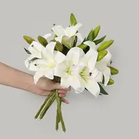 2020 Yiwu Pabrik Grosir Lateks Buatan Sentuhan Nyata 3D Cetakan Bunga Lily Dekorasi Rumah Bunga Sutra