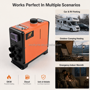 OkyRie AX57V Riscaldatore Diesel Verticale Sottile da 5KW, 12/24V DC 220V <span class=keywords><strong>AC</strong></span>, <span class=keywords><strong>4</strong></span> Uscite, Flusso d'Aria Bilanciato - Product Image 4