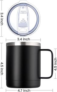 12oz Coffee <b>Mug</b> With Handle, <b>Double</b> <b>Wall</b> Stainless Steel Insulated Lowball Tumbler Keeping Hot and Cold Coffee Cup with Handle - Product Image 5