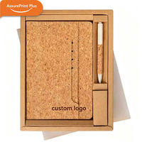 Ensemble de carnets en liège écologique avec logo personnalisé, couverture souple A5, stylo en liège, coffret cadeau d'entreprise pour cadeaux de bureau
