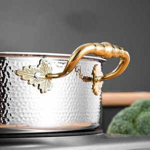 Luxury 304 Stainless Steel 3-Layer Hot Pot Nature Color Stock/Kitchen <b>Cookware</b> <b>Set</b> with Glass Lid for Soup Home Use - Product Image 4
