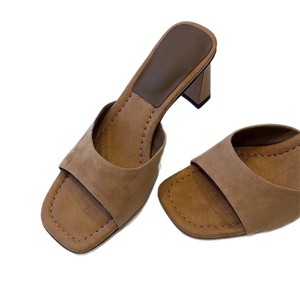Mules de piel de oveja con punta cuadrada, sin cordones, transpirables para verano, con forro de cuero genuino. - Product Image 5