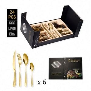 Stainless Steel SS410 Cutlery <b>Star</b> Diamond Cutlery Set Silverware Gold Plated <b>Star</b> Diamond Handle Flatware - Product Image 1