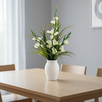 Künstliche Gladiolen Weiße Langstielige PE-Blumen für Zuhause, Hochzeit, Abschlussfeier, Ostern, Garten, Tischvase, Arrangement, Immergrün