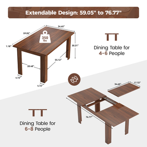 Extendable Solid <b>Wood</b> Rectangular Dining Table for Above 10 People Large Modern Farmhouse Kitchen Table Grooved <b>Wood</b>-Strip Base - Product Image 3