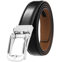 Ceinture en cuir pour homme à boucle inversée sans perforation et boucle automatique sans dents, ceinture décontractée et professionnelle LY33-23426-1