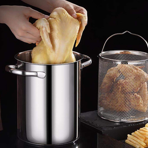 Vente en gros d'usine Pot à <span class=keywords><strong>asperges</strong></span> en acier inoxydable avec couvercle en verre et panier intérieur Grand corps Pots à pâtes de cuisson - Product Image 1